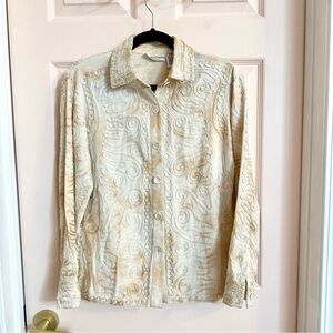 Cream embroidered heavyweight Draper and Damon’s button up